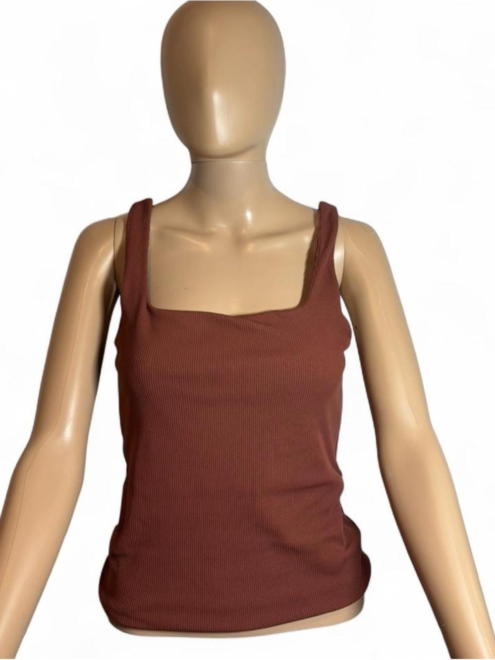 GAP Ribbed Square-Neck Tank Top - Rust Brown